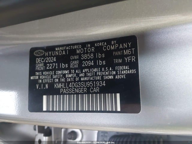 Aukcja sprzedaży 2025 Hyundai Elantra Se, vin: KMHLL4DG3SU951934, numer aukcji: 45520201