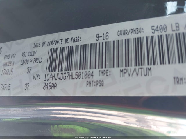 1C4HJWDG7HL501004 Jeep Wrangler Unlimited Sport