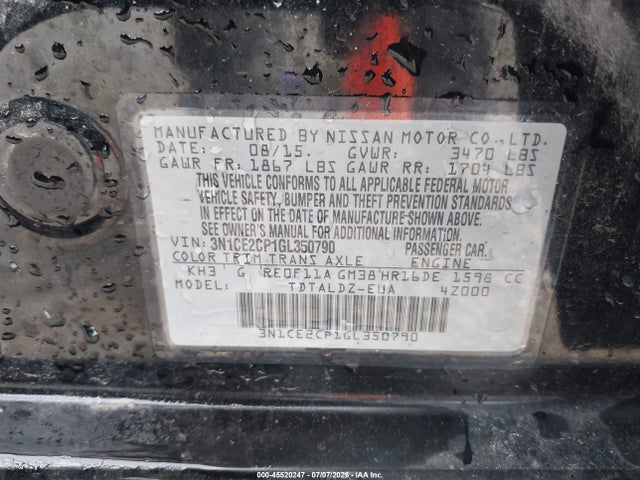 Nissan Versa Note S (sr)/s Plus/sl/sr/sv 2016 3N1CE2CP1GL350790 Image 9