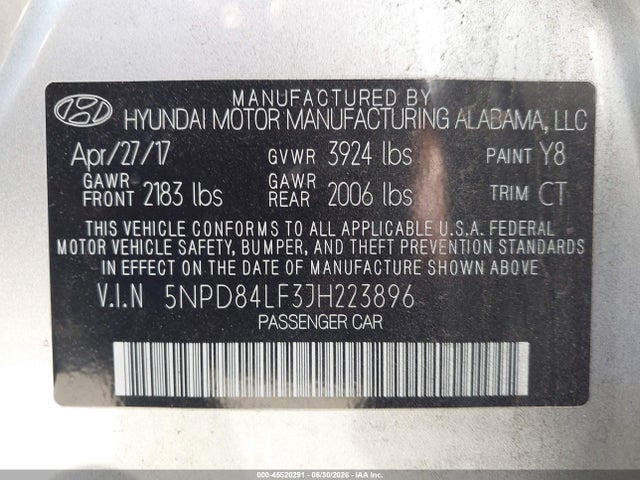 Hyundai ELANTRA SEL 2018 5NPD84LF3JH223896 Image 9