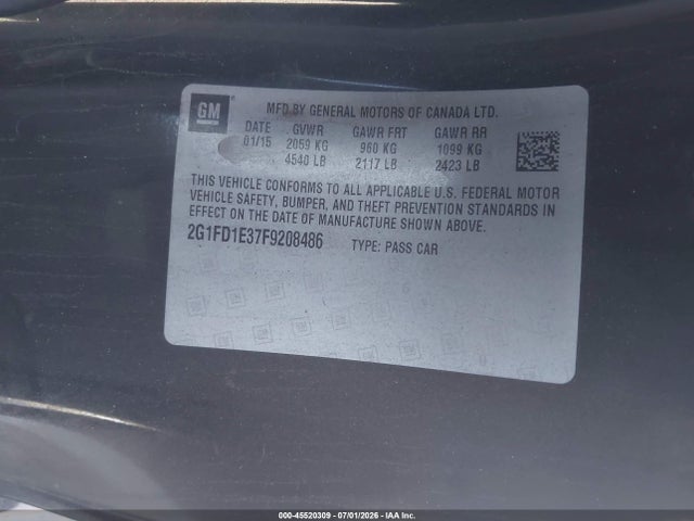 Chevrolet Camaro 1lt 2015 2G1FD1E37F9208486 Image 9