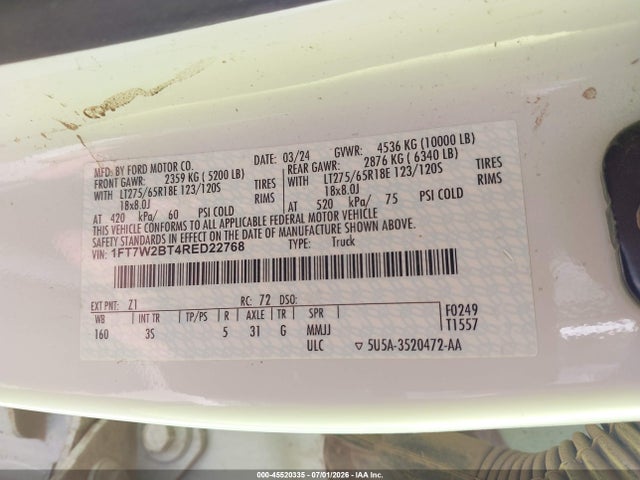 1FT7W2BT4RED22768 Ford F-250 Xlt
