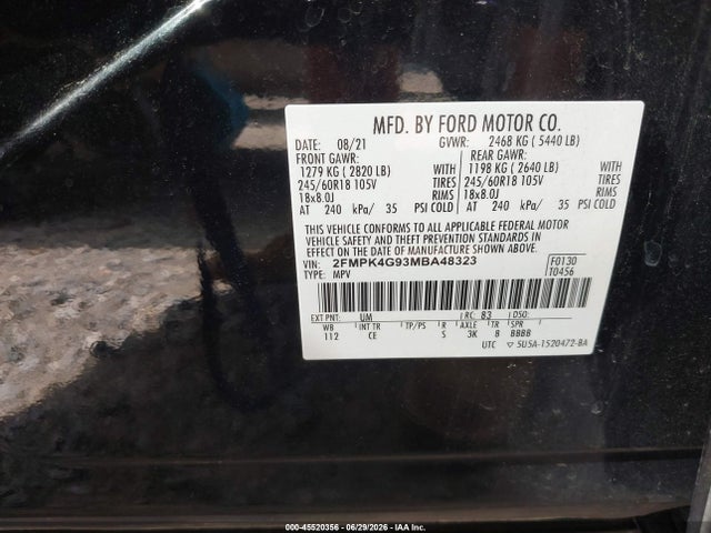 Ford EDGE SE 2021 2FMPK4G93MBA48323 Image 9