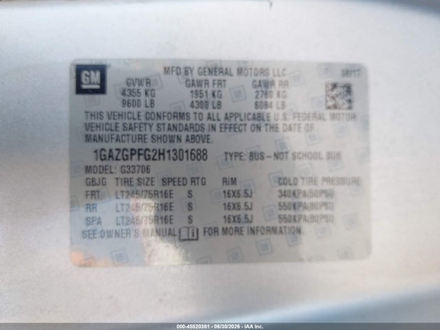 Chevrolet Express 3500 Lt 2017 1GAZGPFG2H1301688 Image 9
