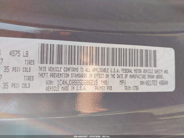 Jeep Compass Sport 2016 1C4NJDBB2GD686215 Image 9