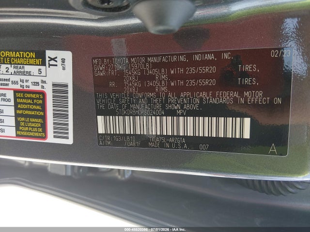 Toyota Highlander Limited 2023 5TDKDRBH0PS024004 Image 9