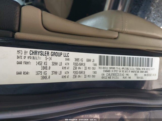 Продажа на аукционе авто 2014 Jeep Grand Cherokee Limited, vin: 1C4RJFBM2EC515143, номер лота: 45520439