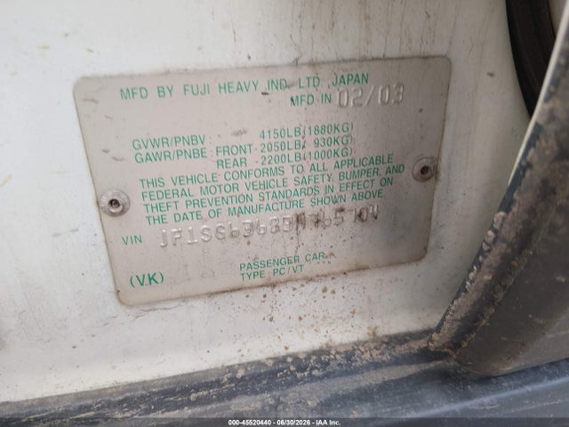 Продаж на аукціоні авто 2003 Subaru Forester X, vin: JF1SG63683H765704, номер лоту: 45520440