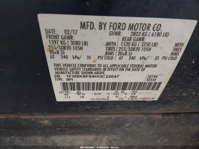 Ford Explorer Limited 2017 1FM5K8F84HGC22647 Image 9