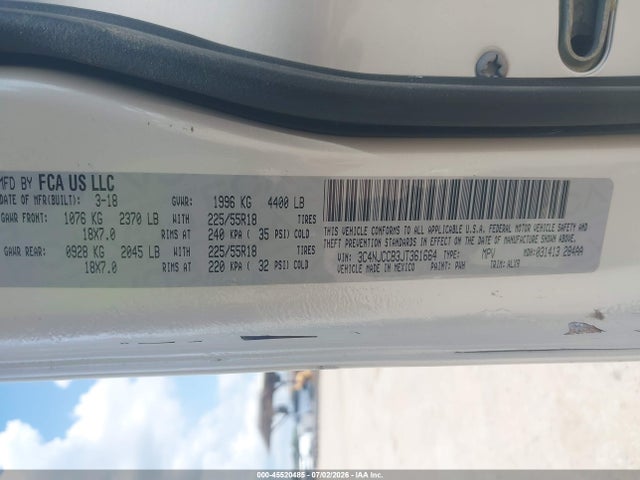 3C4NJCCB3JT361664 Jeep Compass Limited Fwd