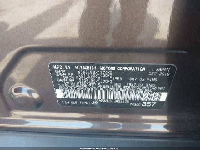 JA4AP3AU6LU022305 Mitsubishi Outlander Sport 2.0 Es