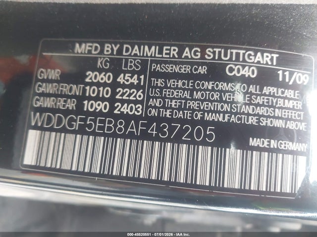 Продаж на аукціоні авто 2010 Mercedes-benz C 300 Luxury/sport, vin: WDDGF5EB8AF437205, номер лоту: 45520551