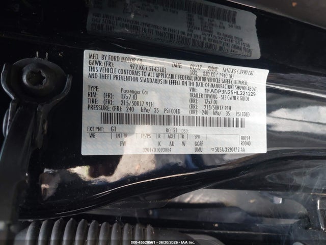 Продажа на аукционе авто 2017 Ford Focus Titanium, vin: 1FADP3N25HL221229, номер лота: 45520561