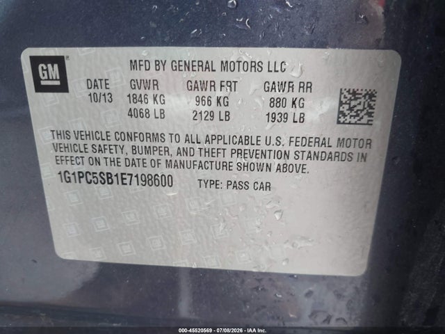 Продаж на аукціоні авто 2014 Chevrolet Cruze 1lt Auto, vin: 1G1PC5SB1E7198600, номер лоту: 45520569