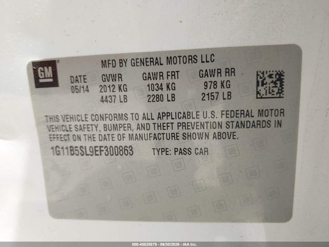 Chevrolet Malibu 1ls 2014 1G11B5SL9EF300863 Image 9