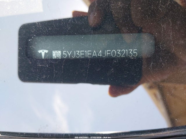 Aukcja sprzedaży 2018 Tesla Model 3 Long Range/mid Range, vin: 5YJ3E1EA4JF032135, numer aukcji: 45520581