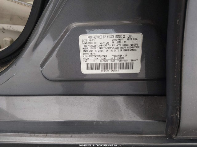 Aukcja sprzedaży 2014 Infiniti Q50 Premium, vin: JN1BV7AP1EM677415, numer aukcji: 45520614
