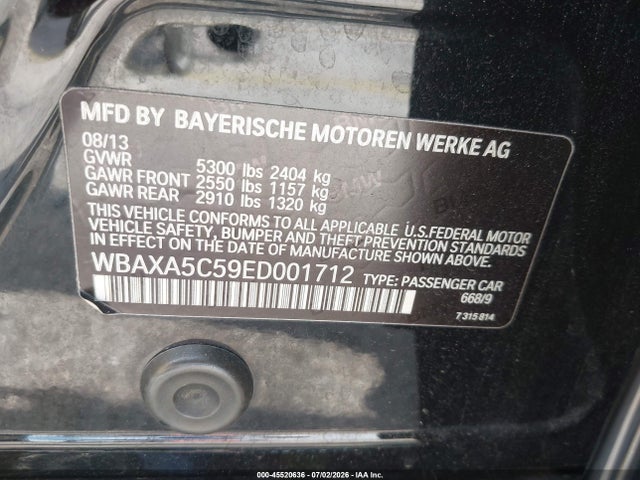 Aukcja sprzedaży 2014 Bmw 535d, vin: WBAXA5C59ED001712, numer aukcji: 45520636