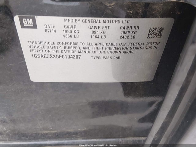 Продаж на аукціоні авто 2015 Cadillac Ats Performance, vin: 1G6AC5SX5F0104207, номер лоту: 45520718