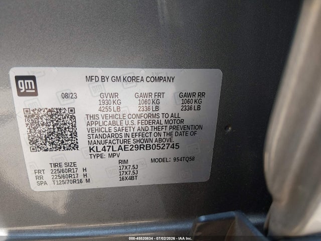 Aukcja sprzedaży 2024 Buick Envista Preferred Fwd, vin: KL47LAE29RB052745, numer aukcji: 45520834