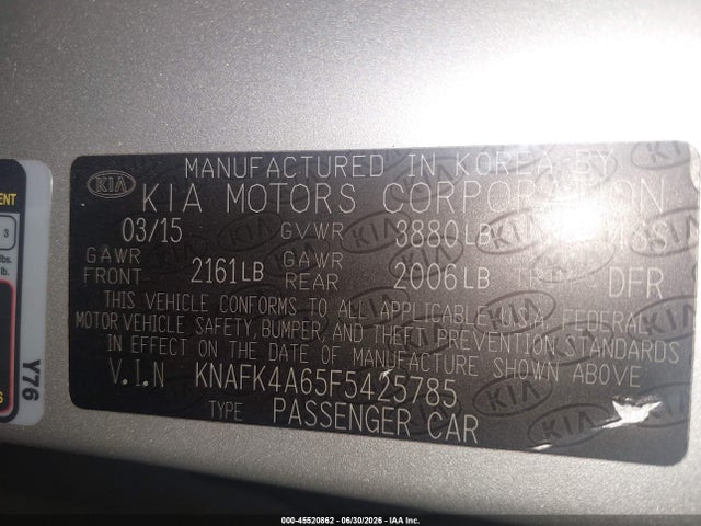 KIA FORTE LX 2015 KNAFK4A65F5425785 Image 9