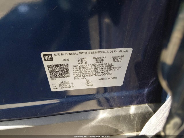 Aukcja sprzedaży 2022 Gmc Terrain Awd Slt, vin: 3GKALVEV7NL305538, numer aukcji: 45520897