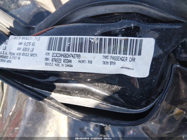 Продаж на аукціоні авто 2013 Dodge Charger Sxt, vin: 2C3CDXHG6DH742789, номер лоту: 45520912