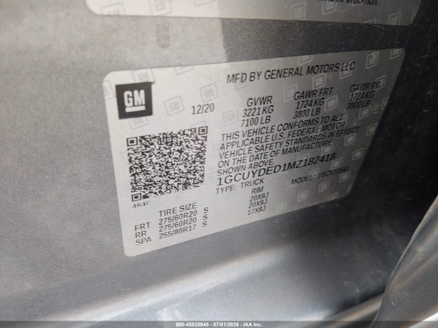 1GCUYDED1MZ182418 Chevrolet Silverado 1500 4wd Short Bed Lt