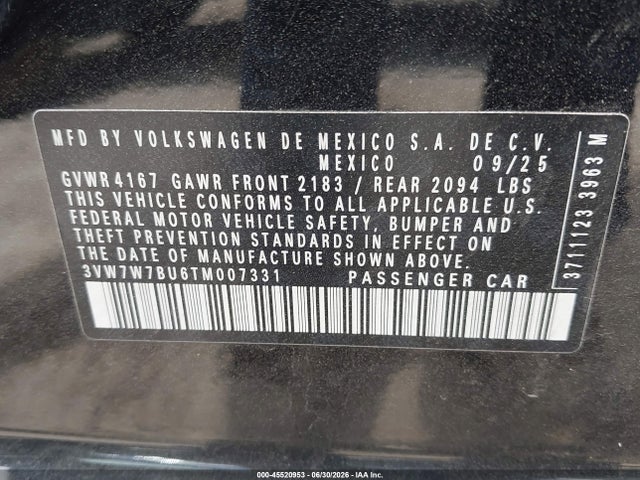 Volkswagen JETTA SE 2026 3VW7W7BU6TM007331 Image 9