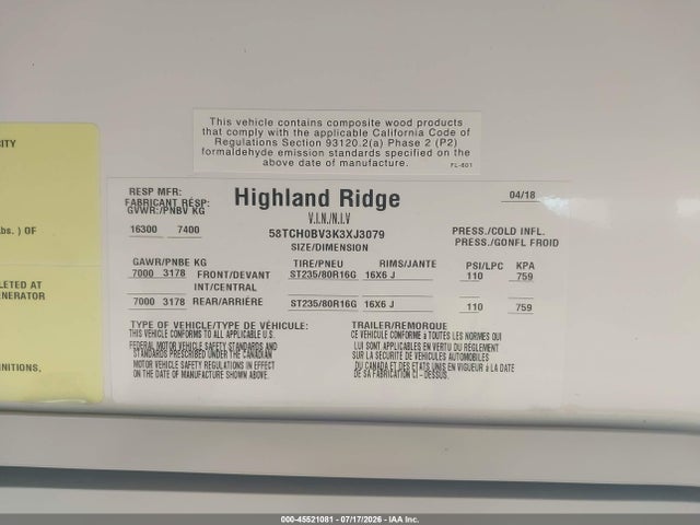 Highland Ridge Other 2019 58TCH0BV3K3XJ3079 Image 9
