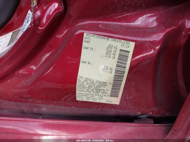 1N4AL3AP5FN301163 Nissan Altima 2.5/2.5 S/2.5 Sl/2.5 Sv