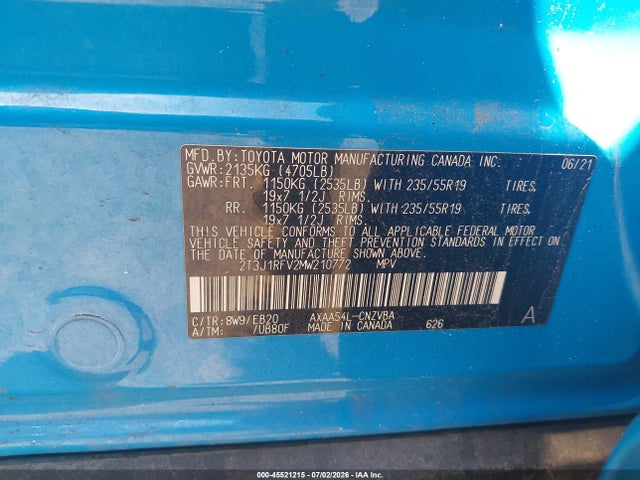 2T3J1RFV2MW210772 Toyota Rav4 Adventure