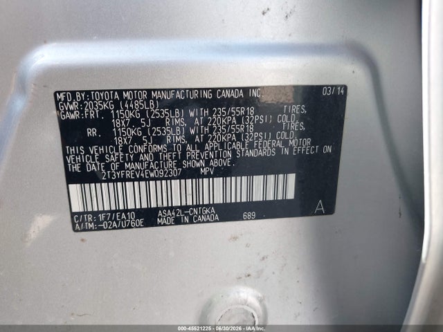 2T3YFREV4EW092307 Toyota Rav4 Limited