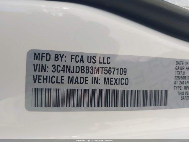 3C4NJDBB3MT567109 Jeep Compass Latitude 4x4