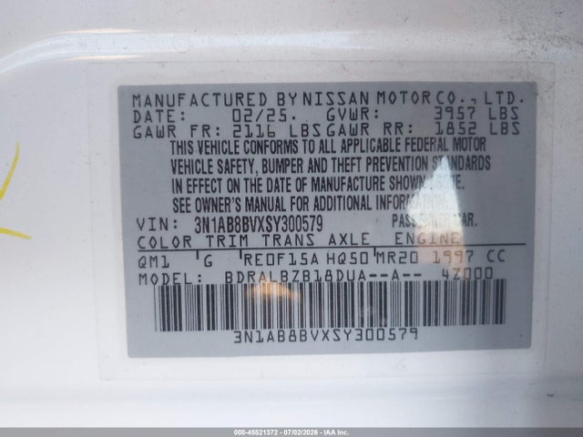 3N1AB8BVXSY300579 Nissan SENTRA S