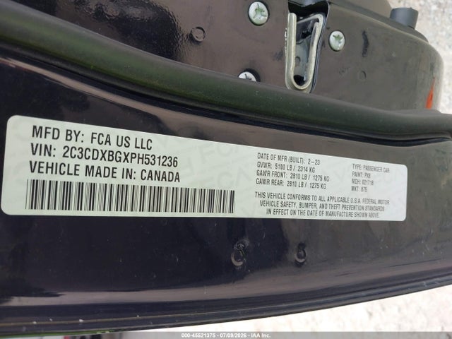 45521375 :رقم المزاد ، 2C3CDXBGXPH531236 vin ، 2023 Dodge Charger Sxt مزاد بيع