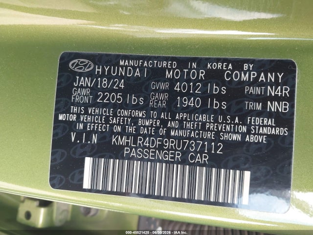 2024 Hyundai Elantra N Line მანქანა იყიდება აუქციონზე, vin: KMHLR4DF9RU737112, აუქციონის ნომერი: 45521425