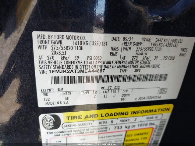 Ford Expedition Limited Max 2021 1FMJK2AT3MEA44887 Image 9