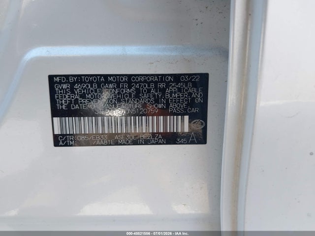 Aukcja sprzedaży 2022 Lexus Is 300, vin: JTHDA1D20N5120759, numer aukcji: 45521556