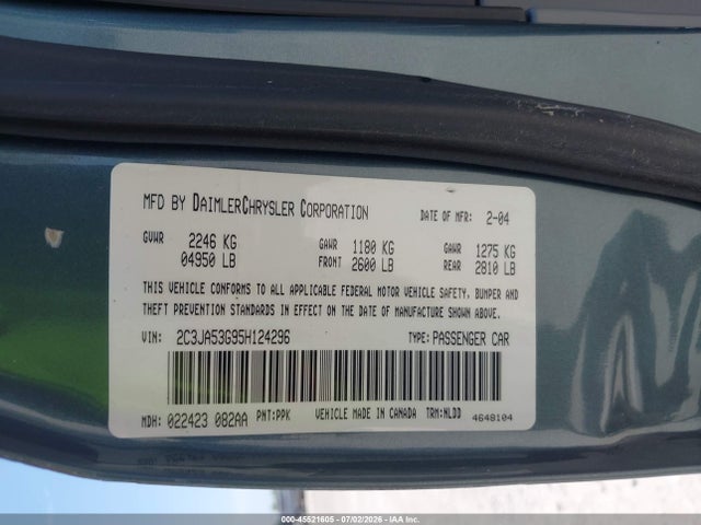 Продажа на аукционе авто 2005 Chrysler 300 Touring, vin: 2C3JA53G95H124296, номер лота: 45521605