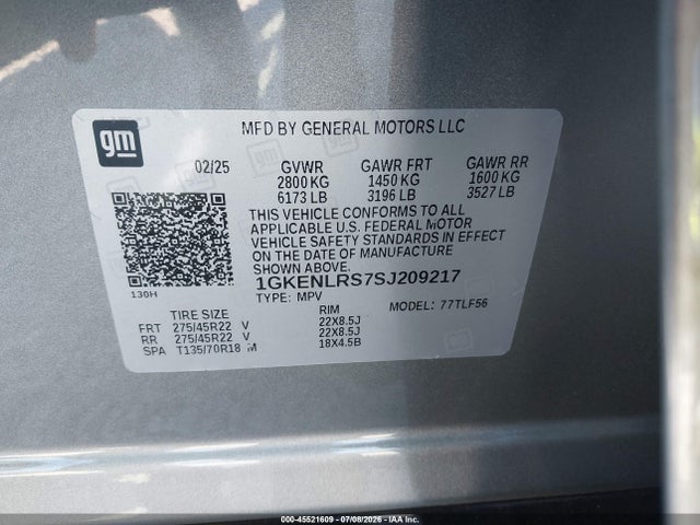 Aukcja sprzedaży 2025 Gmc Acadia Fwd Denali, vin: 1GKENLRS7SJ209217, numer aukcji: 45521609