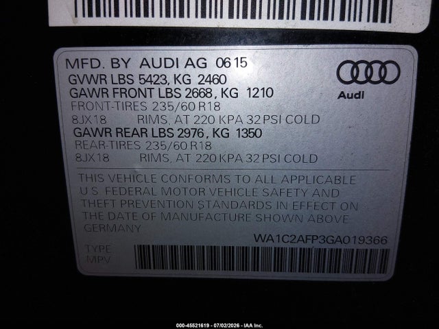 Audi Q5 2.0t Premium 2016 WA1C2AFP3GA019366 Image 9