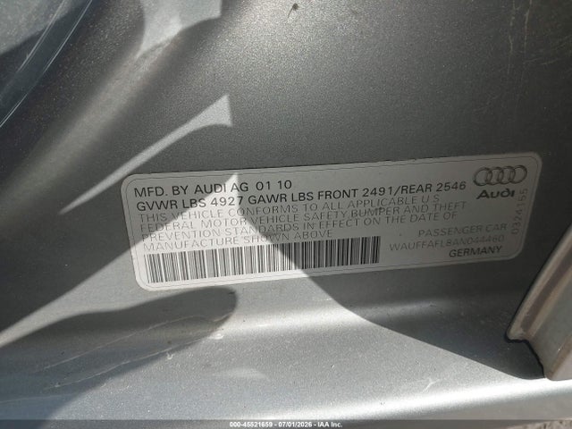 Aukcja sprzedaży 2010 Audi A4 2.0t Premium, vin: WAUFFAFL8AN044460, numer aukcji: 45521659