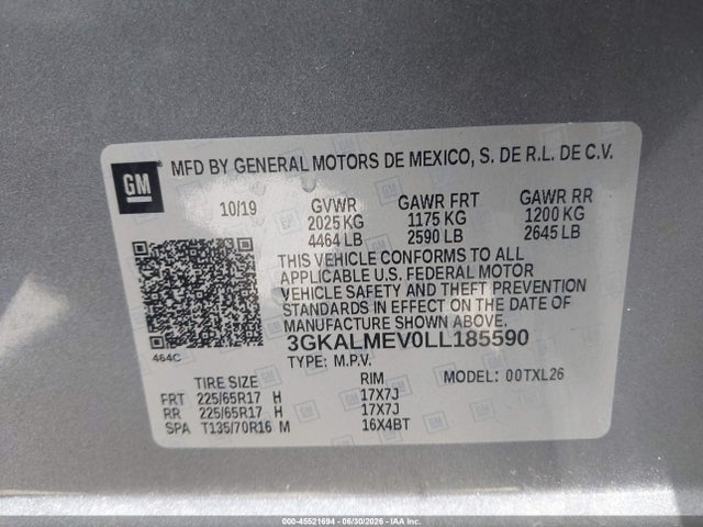 3GKALMEV0LL185590 GMC Terrain Fwd Sle