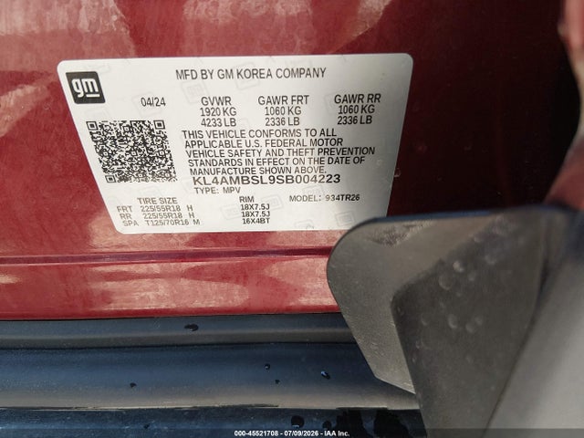 2025 Buick Encore Gx Preferred Fwd მანქანა იყიდება აუქციონზე, vin: KL4AMBSL9SB004223, აუქციონის ნომერი: 45521708
