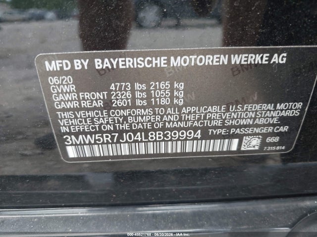 Продаж на аукціоні авто 2020 Bmw 330i Xdrive, vin: 3MW5R7J04L8B39994, номер лоту: 45521768