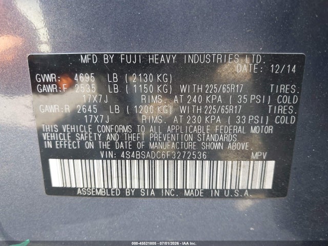 4S4BSADC6F3272536 Subaru Outback 2.5i Premium