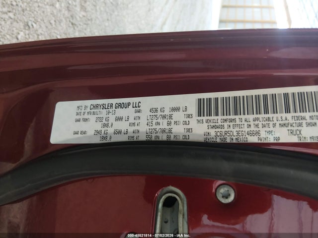 Aukcja sprzedaży 2014 Ram 2500 Big Horn, vin: 3C6UR5DL3EG146606, numer aukcji: 45521814