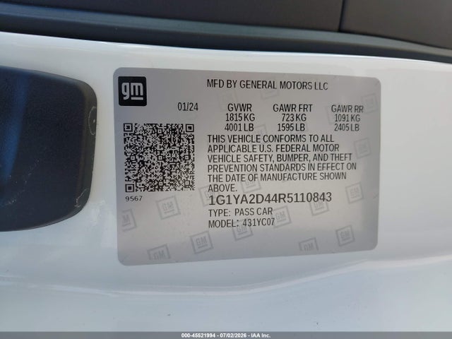 1G1YA2D44R5110843 Chevrolet Corvette Stingray Rwd 1lt