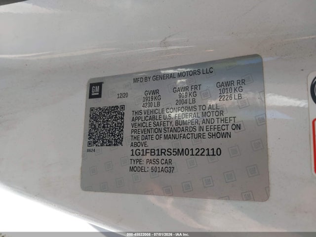 Chevrolet Camaro Rwd 1lt 2021 1G1FB1RS5M0122110 Image 9